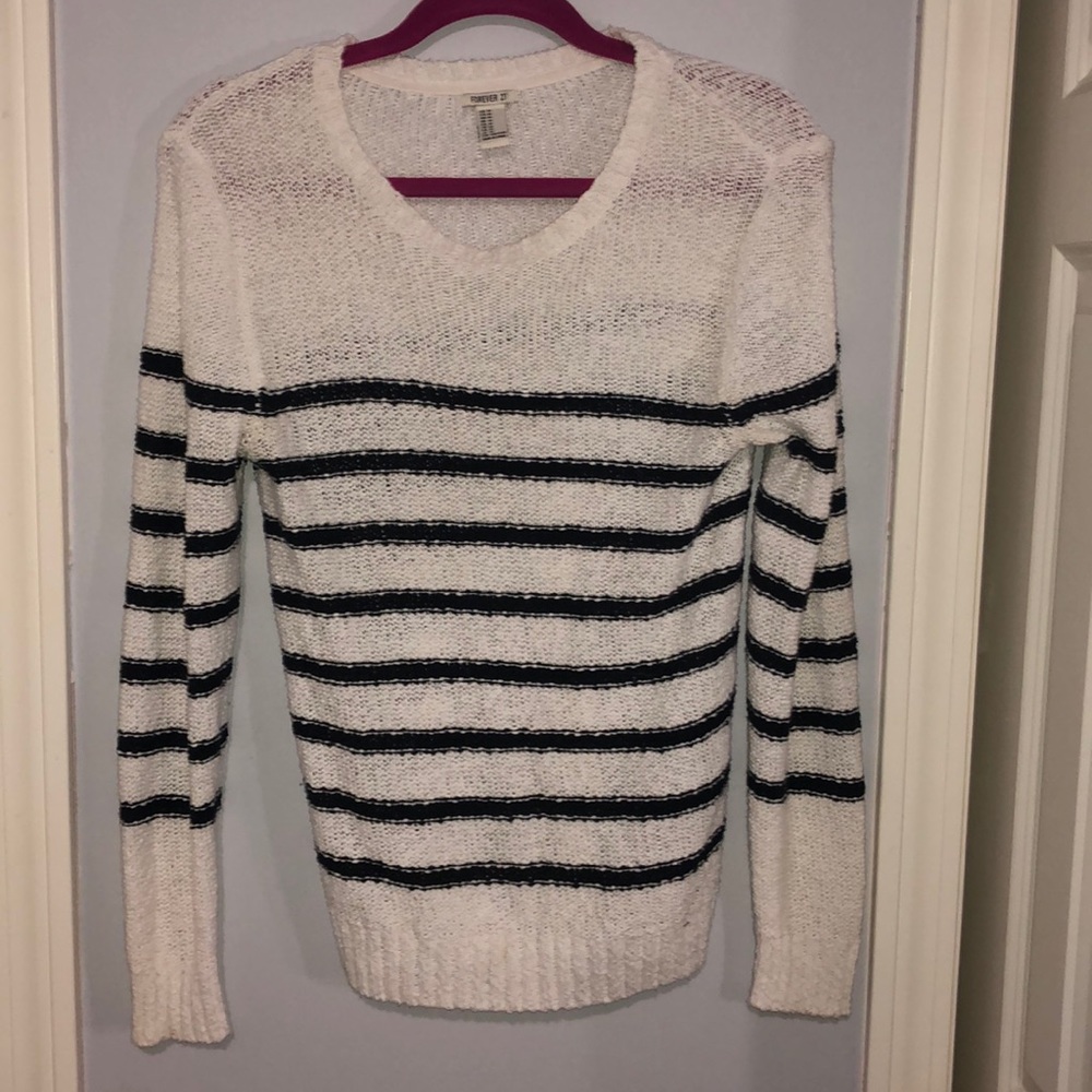 forever 21 stripes white sweater